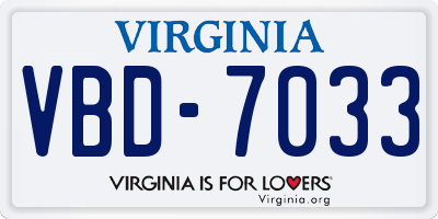 VA license plate VBD7033