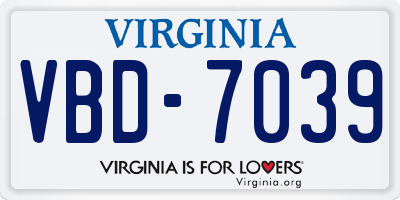 VA license plate VBD7039
