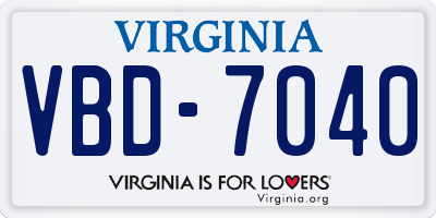 VA license plate VBD7040