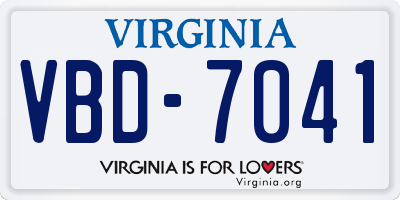 VA license plate VBD7041