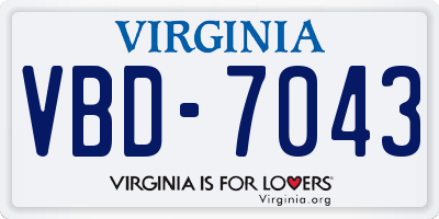 VA license plate VBD7043