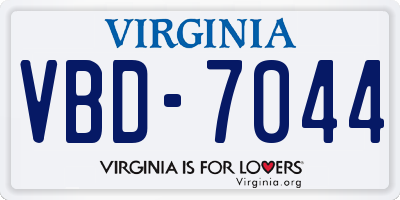 VA license plate VBD7044