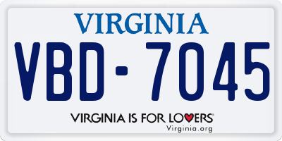 VA license plate VBD7045