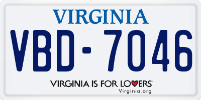 VA license plate VBD7046