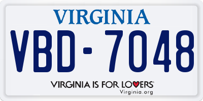 VA license plate VBD7048