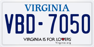 VA license plate VBD7050