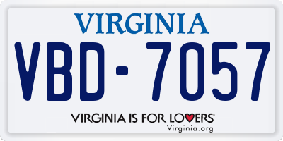 VA license plate VBD7057