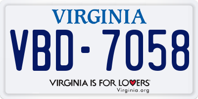 VA license plate VBD7058