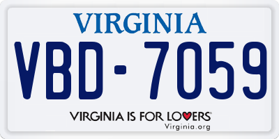VA license plate VBD7059
