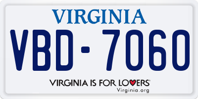 VA license plate VBD7060