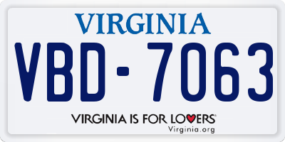 VA license plate VBD7063