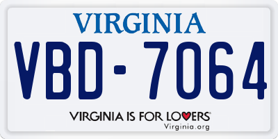 VA license plate VBD7064