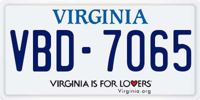 VA license plate VBD7065