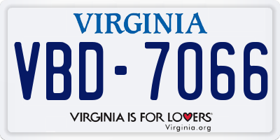 VA license plate VBD7066