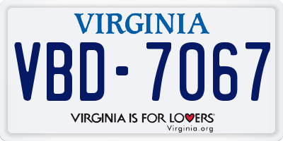 VA license plate VBD7067