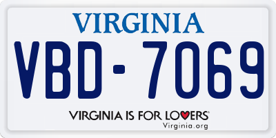 VA license plate VBD7069