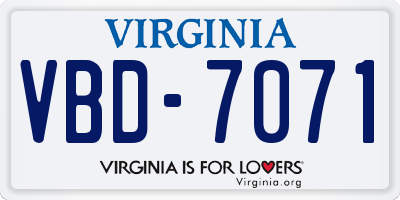 VA license plate VBD7071