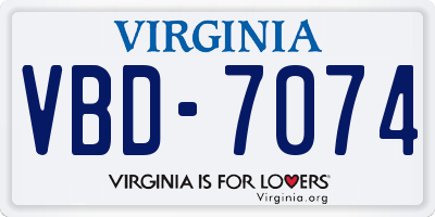 VA license plate VBD7074