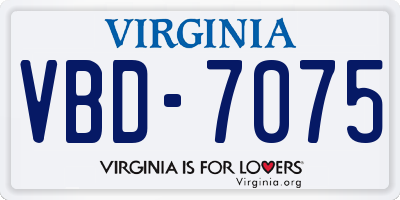 VA license plate VBD7075