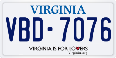 VA license plate VBD7076