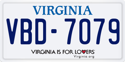 VA license plate VBD7079