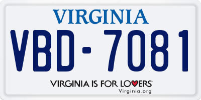 VA license plate VBD7081