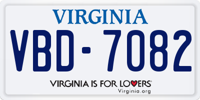 VA license plate VBD7082