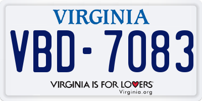 VA license plate VBD7083