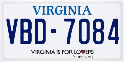 VA license plate VBD7084
