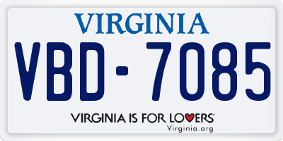 VA license plate VBD7085