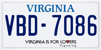 VA license plate VBD7086