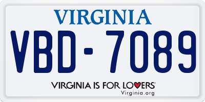 VA license plate VBD7089