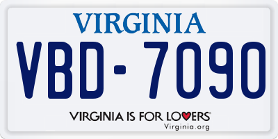 VA license plate VBD7090