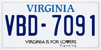 VA license plate VBD7091