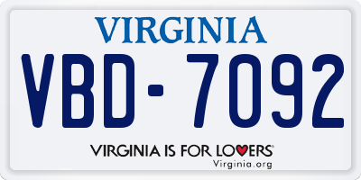 VA license plate VBD7092