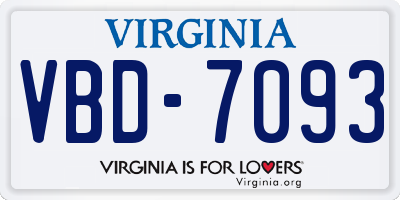 VA license plate VBD7093
