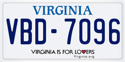 VA license plate VBD7096