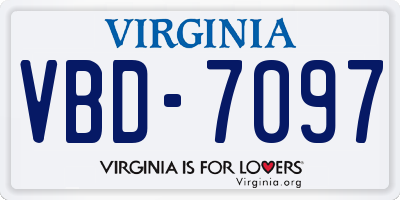 VA license plate VBD7097