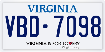 VA license plate VBD7098