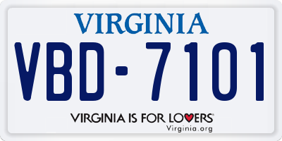 VA license plate VBD7101