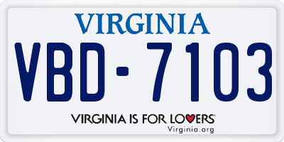 VA license plate VBD7103