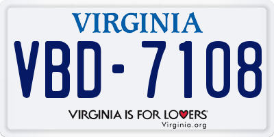 VA license plate VBD7108