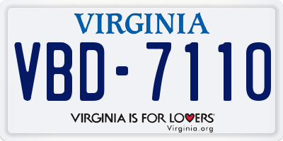 VA license plate VBD7110