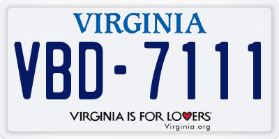 VA license plate VBD7111