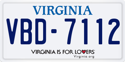 VA license plate VBD7112