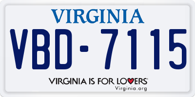 VA license plate VBD7115