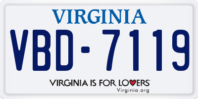 VA license plate VBD7119