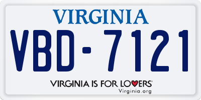 VA license plate VBD7121