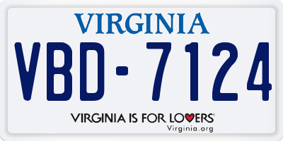 VA license plate VBD7124