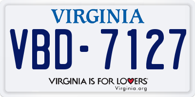 VA license plate VBD7127
